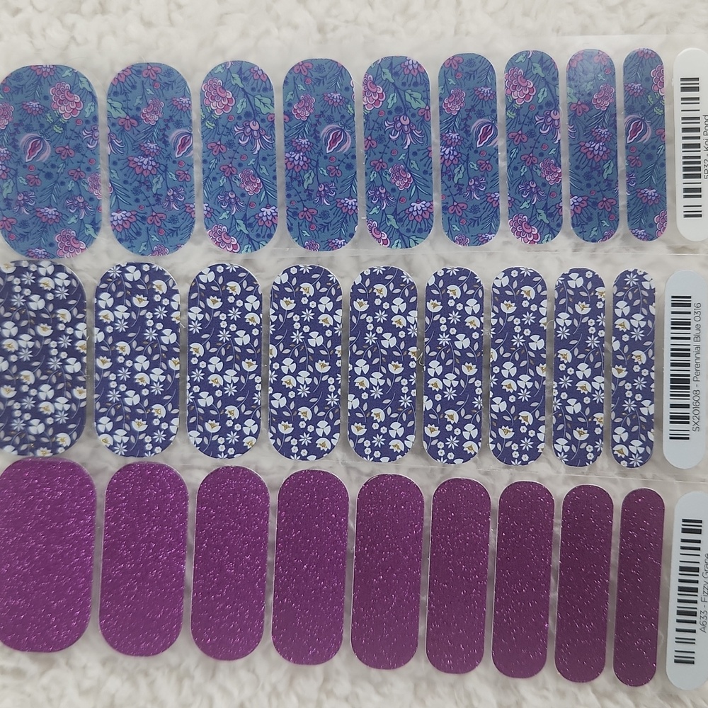 5 Jamberry Nail Wraps, Half Sheets Lot Purples Blues - Picture 2 of 3